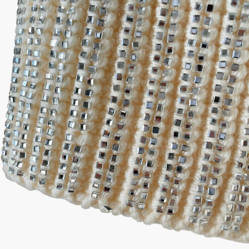 Ermanno Scervino Wool Crystal Embellished Sweater 42 Ivory Sparkle Knit Party - Picture 9 of 10